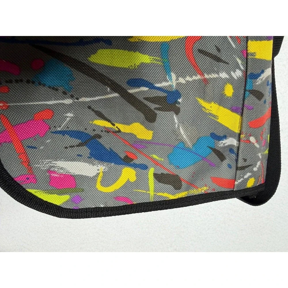 Y2K Paint Splatter Messenger Bag Grey Neon‎ Multi Color Crossbody Satchel Strap